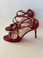 Load image into Gallery viewer, Jimmy Choo Lancer Patent Leather Strappy Sandals in Red - 5 UK
