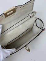 Load image into Gallery viewer, Valentino Garavani Rockstud 1973 Embroidered Vitello Leather Flap Bag Ivory
