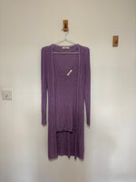 Load image into Gallery viewer, Dorothee Schumacher Shimmering Ribbed Knit Twin Set in Metallic Lavender - L
