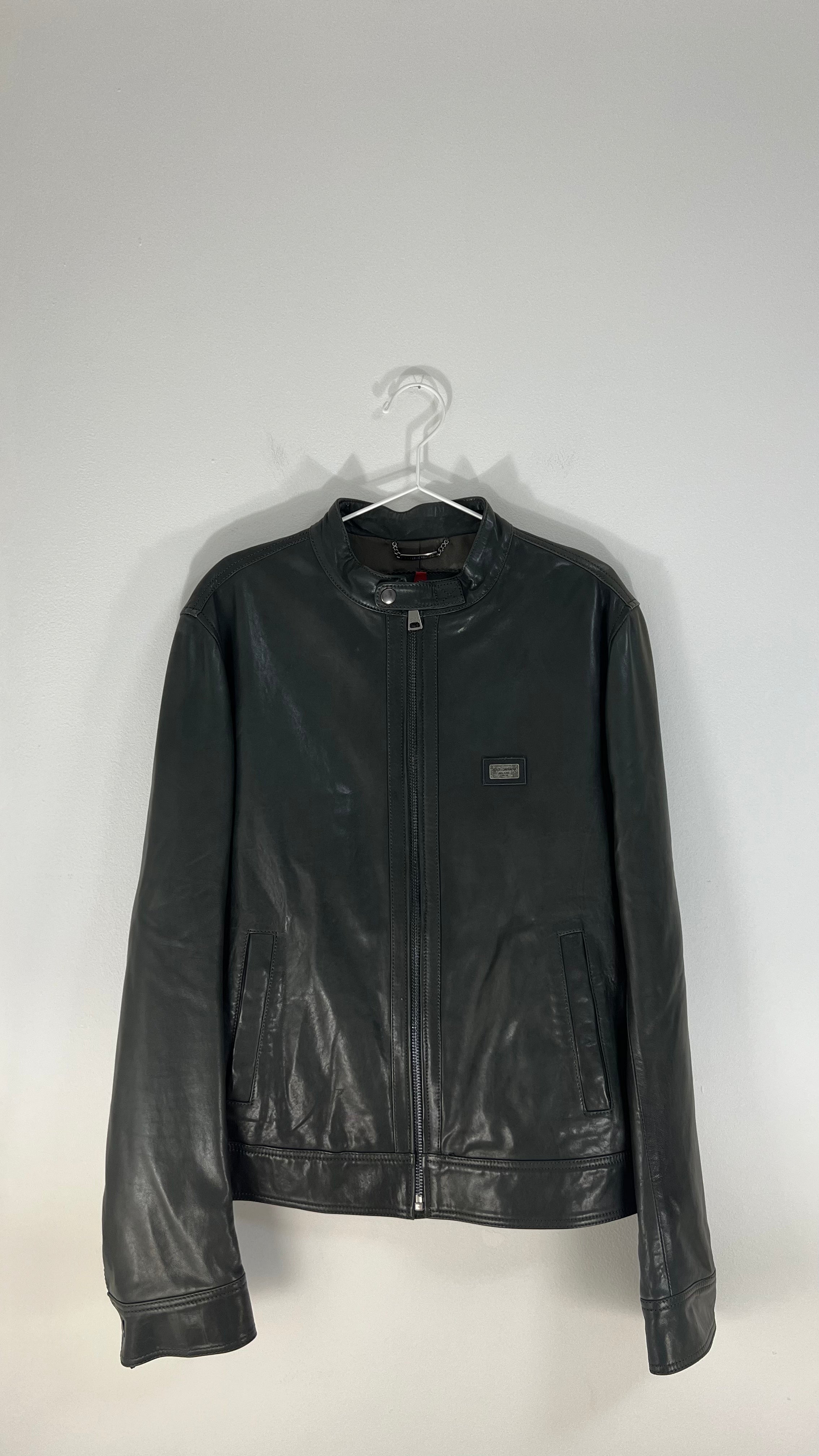 Dolce & Gabbana black leather jacket - L