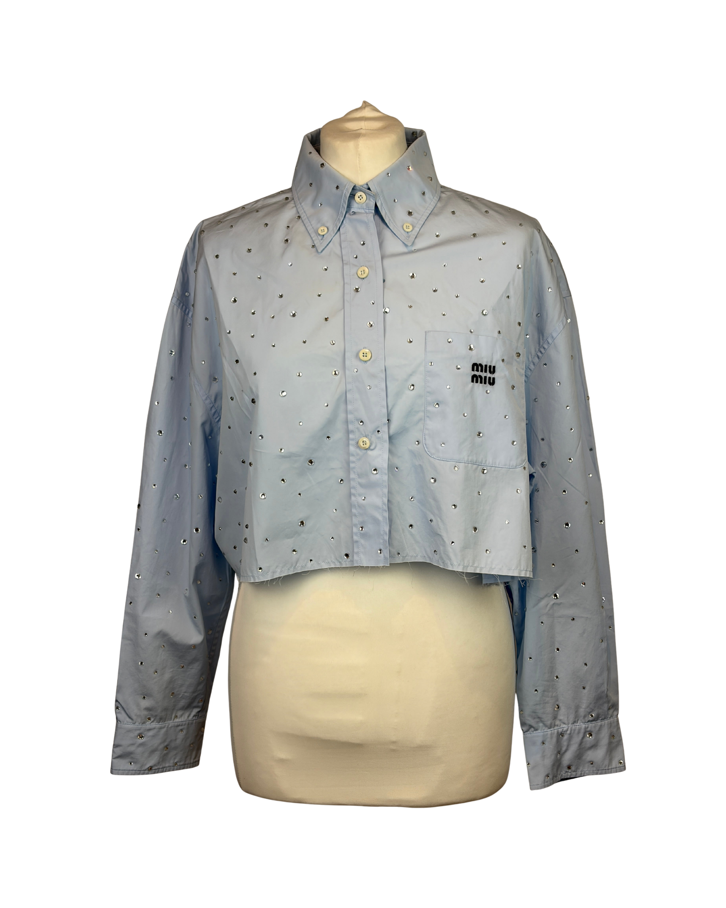 Miu Miu Light Blue Crystal Embellished Shirt - M