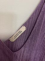 Load image into Gallery viewer, Dorothee Schumacher Shimmering Ribbed Knit Twin Set in Metallic Lavender - L
