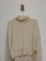 Load image into Gallery viewer, Varana Arani 100% Fine Himalayan Cashmere Turtleneck and Ribbed Maxi Dress in Cream - M
