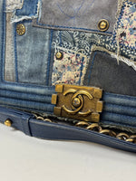 Load image into Gallery viewer, Chanel Medium Boy Bag Denim Patchwork Blue
