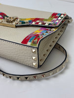 Load image into Gallery viewer, Valentino Garavani Rockstud 1973 Embroidered Vitello Leather Flap Bag Ivory
