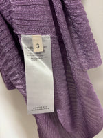Load image into Gallery viewer, Dorothee Schumacher Shimmering Ribbed Knit Twin Set in Metallic Lavender - L
