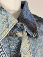 Load image into Gallery viewer, Moschino Jeans - Vintage Trompe L'oeil Denim Print Quilted Coat - collector’s item - Size 8 UK (oversized)
