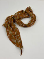 Load image into Gallery viewer, Christian Dior Vintage Floral Print 100% Silk Scarf in Ochre Brown &amp; Sage Green
