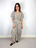 Load image into Gallery viewer, Maje Geometric Print Smocked Waist Maxi Dress in Viscose
