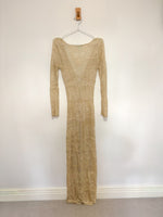Load image into Gallery viewer, Melissa Odabash "Kirsty" Lurex Knit Maxi Dress - Gold/Champagne Rayon Blend - S
