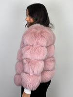 Load image into Gallery viewer, Popski London Pink Fur Chevron Jacket - M
