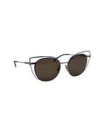 Load image into Gallery viewer, Fendi Eyeshine Round Metal Sunglasses with Blue Cat-Eye Frame Detail
