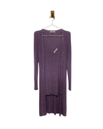 Load image into Gallery viewer, Dorothee Schumacher Shimmering Ribbed Knit Twin Set in Metallic Lavender - L
