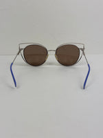 Load image into Gallery viewer, Fendi Eyeshine Round Metal Sunglasses with Blue Cat-Eye Frame Detail

