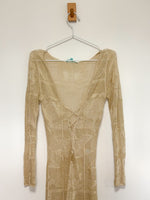 Load image into Gallery viewer, Melissa Odabash "Kirsty" Lurex Knit Maxi Dress - Gold/Champagne Rayon Blend - S
