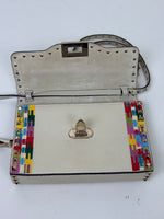 Load image into Gallery viewer, Valentino Garavani Rockstud 1973 Embroidered Vitello Leather Flap Bag Ivory
