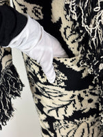 Load image into Gallery viewer, Jigsaw Black &amp; White Graphic Leaf Intarsia Long Cardigan - S/M

