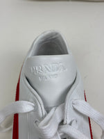 Load image into Gallery viewer, Prada Vitello Soft Leather Lace-Up Trainers White and Red - 5 UK
