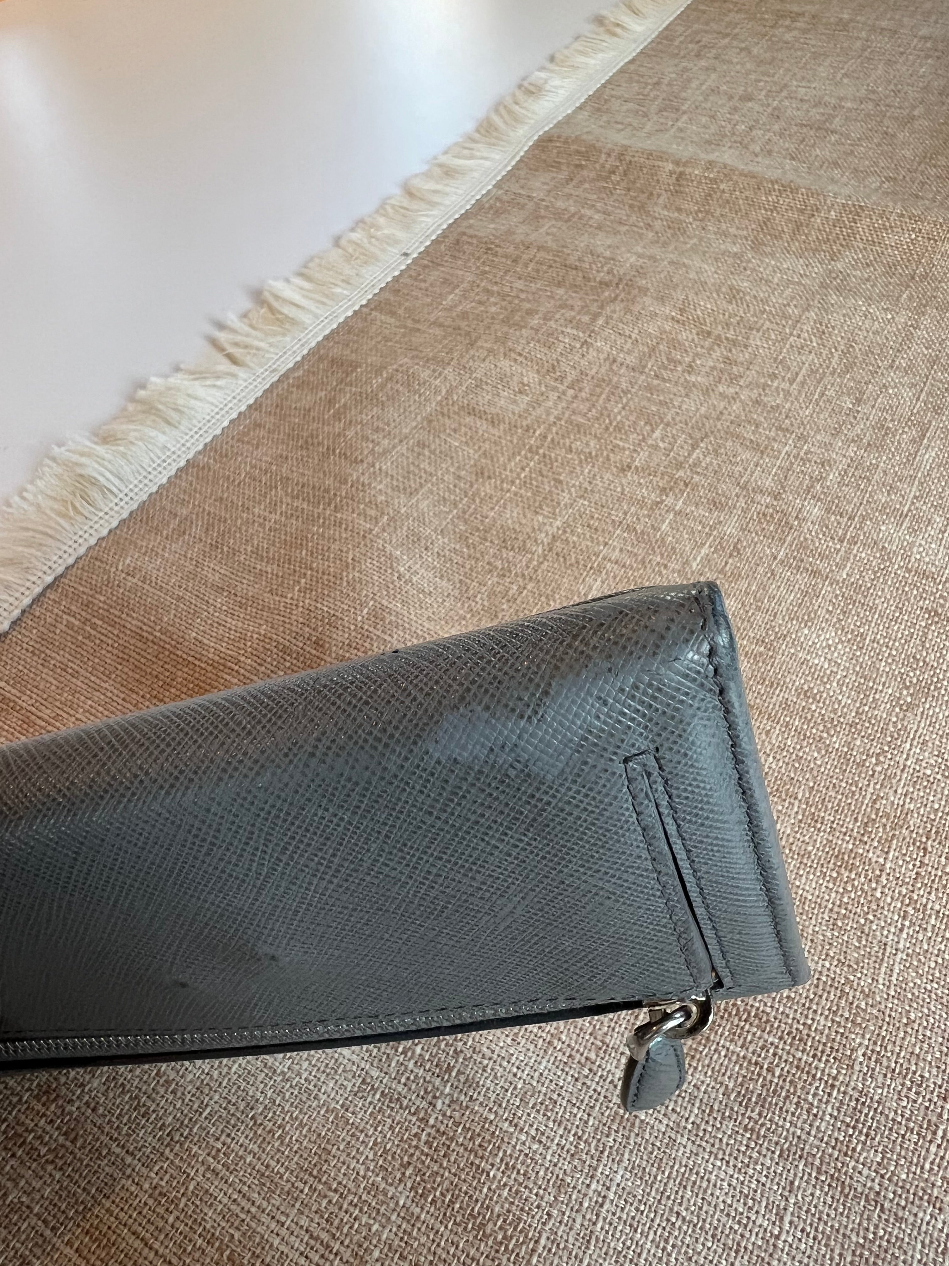 Prada saffiano grey wallet