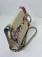 Load image into Gallery viewer, Valentino Garavani Rockstud 1973 Embroidered Vitello Leather Flap Bag Ivory
