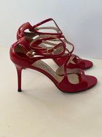 Load image into Gallery viewer, Jimmy Choo Lancer Patent Leather Strappy Sandals in Red - 5 UK
