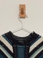 Load image into Gallery viewer, M Missoni Chevron Crochet Knit Long Sleeve Dress in Teal and Black - S
