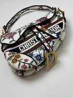 Load image into Gallery viewer, Dior Saddle Bag Multicolor Millefiori Embroidery Canvas Antique Gold Hardware
