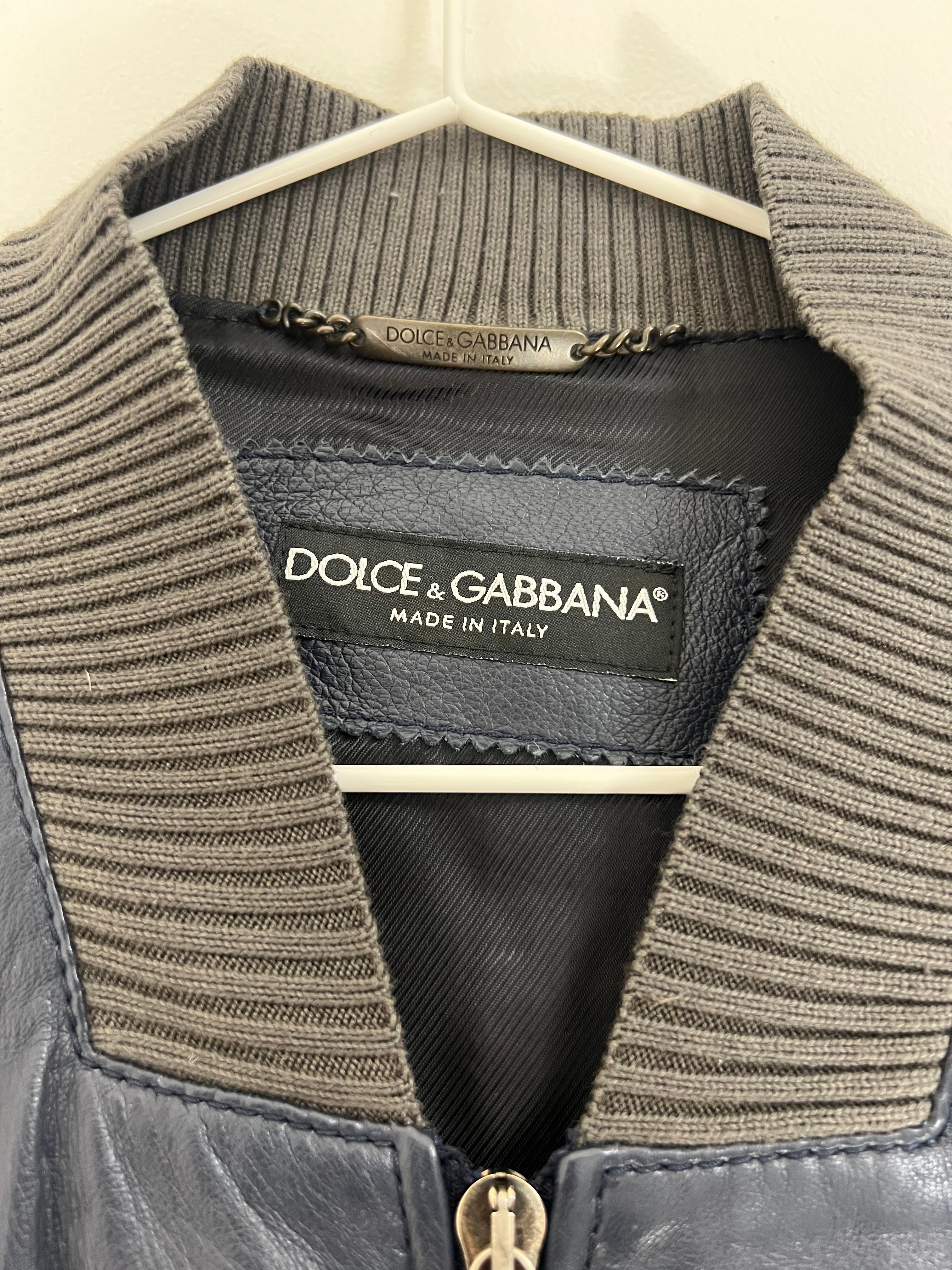 Dolce & Gabbana blue leather jacket - L