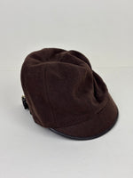 Load image into Gallery viewer, Gucci Cashmere and Wool Blend Baker Boy Hat with Leather Trim Chocolate Brown - S
