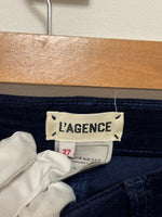 Load image into Gallery viewer, L’AGENCE Selma high-rise navy blue velvet flare trousers - 10 UK
