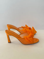 Load image into Gallery viewer, Atana 'The Aris' Mesh and Patent Leather Bow Mules in Orange - 6 UK

