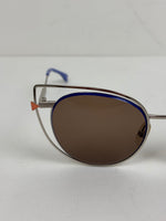 Load image into Gallery viewer, Fendi Eyeshine Round Metal Sunglasses with Blue Cat-Eye Frame Detail
