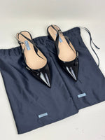 Load image into Gallery viewer, Prada Brushed Patent Leather Slingback Pointed-Toe Pumps Black - 5 UK
