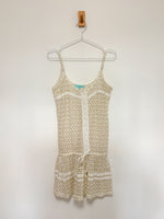 Load image into Gallery viewer, Melissa Odabash Aja Gold Metallic Crochet Lace Mini Dress Cream - S
