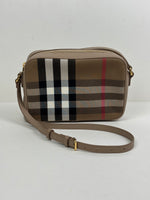 Load image into Gallery viewer, Burberry Check Camera Bag in Chestnut Beige Leather and Canvas
