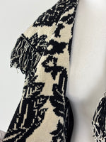 Load image into Gallery viewer, Jigsaw Black &amp; White Graphic Leaf Intarsia Long Cardigan - S/M
