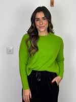 Load image into Gallery viewer, Alice + Olivia "Chara" lime Cashmere Crewneck jumper - XS (relaxed fit)
