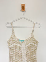 Load image into Gallery viewer, Melissa Odabash Aja Gold Metallic Crochet Lace Mini Dress Cream - S
