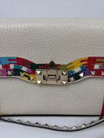 Load image into Gallery viewer, Valentino Garavani Rockstud 1973 Embroidered Vitello Leather Flap Bag Ivory
