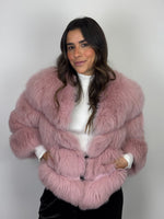 Load image into Gallery viewer, Popski London Pink Fur Chevron Jacket - M
