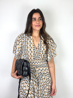 Load image into Gallery viewer, Maje Geometric Print Smocked Waist Maxi Dress in Viscose
