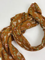 Load image into Gallery viewer, Christian Dior Vintage Floral Print 100% Silk Scarf in Ochre Brown &amp; Sage Green
