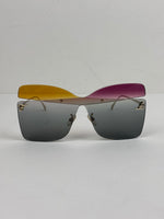 Load image into Gallery viewer, Fendi Fantastic Metal Shield Sunglasses with Multicolored Asymmetric Lens Overlays
