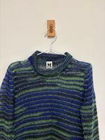 Load image into Gallery viewer, Missoni Mohair-Blend Striped Mock Neck Midi Dress in Navy and Forest Green - S
