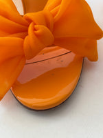 Load image into Gallery viewer, Atana 'The Aris' Mesh and Patent Leather Bow Mules in Orange - 6 UK
