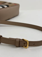 Load image into Gallery viewer, Burberry Check Camera Bag in Chestnut Beige Leather and Canvas
