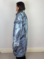 Load image into Gallery viewer, Moschino Jeans - Vintage Trompe L'oeil Denim Print Quilted Coat - collector’s item - Size 8 UK (oversized)
