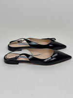 Load image into Gallery viewer, Prada Brushed Patent Leather Slingback Pointed-Toe Pumps Black - 5 UK
