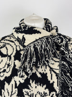 Load image into Gallery viewer, Jigsaw Black &amp; White Graphic Leaf Intarsia Long Cardigan - S/M
