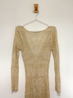 Load image into Gallery viewer, Melissa Odabash "Kirsty" Lurex Knit Maxi Dress - Gold/Champagne Rayon Blend - S
